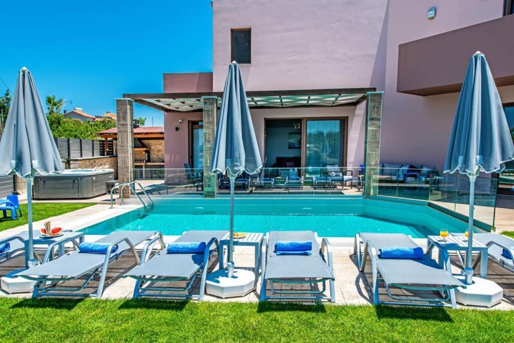 Villa Anthi, A Modern Villa With Salted Water Pool,Hot Tub & Bbq! Rethymno Exteriör bild